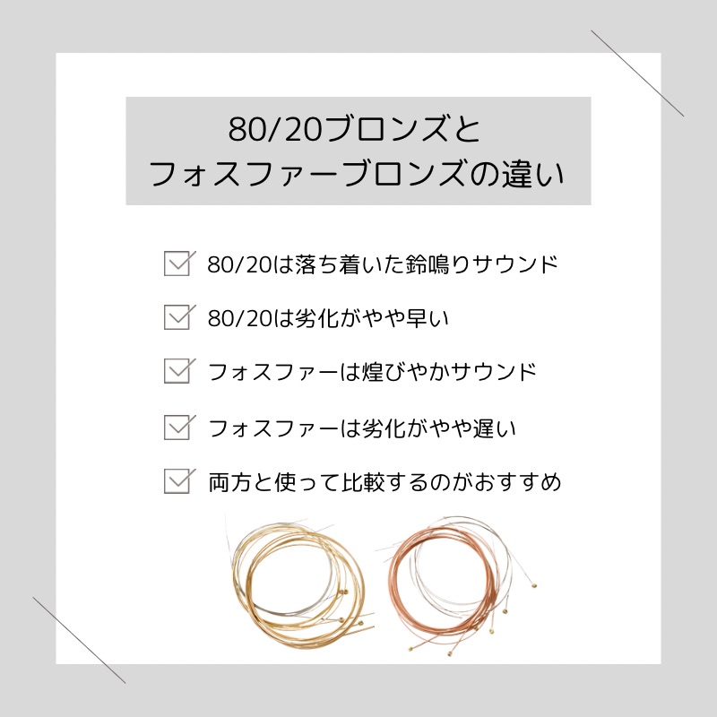 80/20ブロンズとフォスファーブロンズの違い（まとめ）